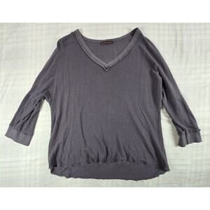 XCVI Wearables Women Distressed Open Knit V-Neck High-Low Top Dolman Sleeve L